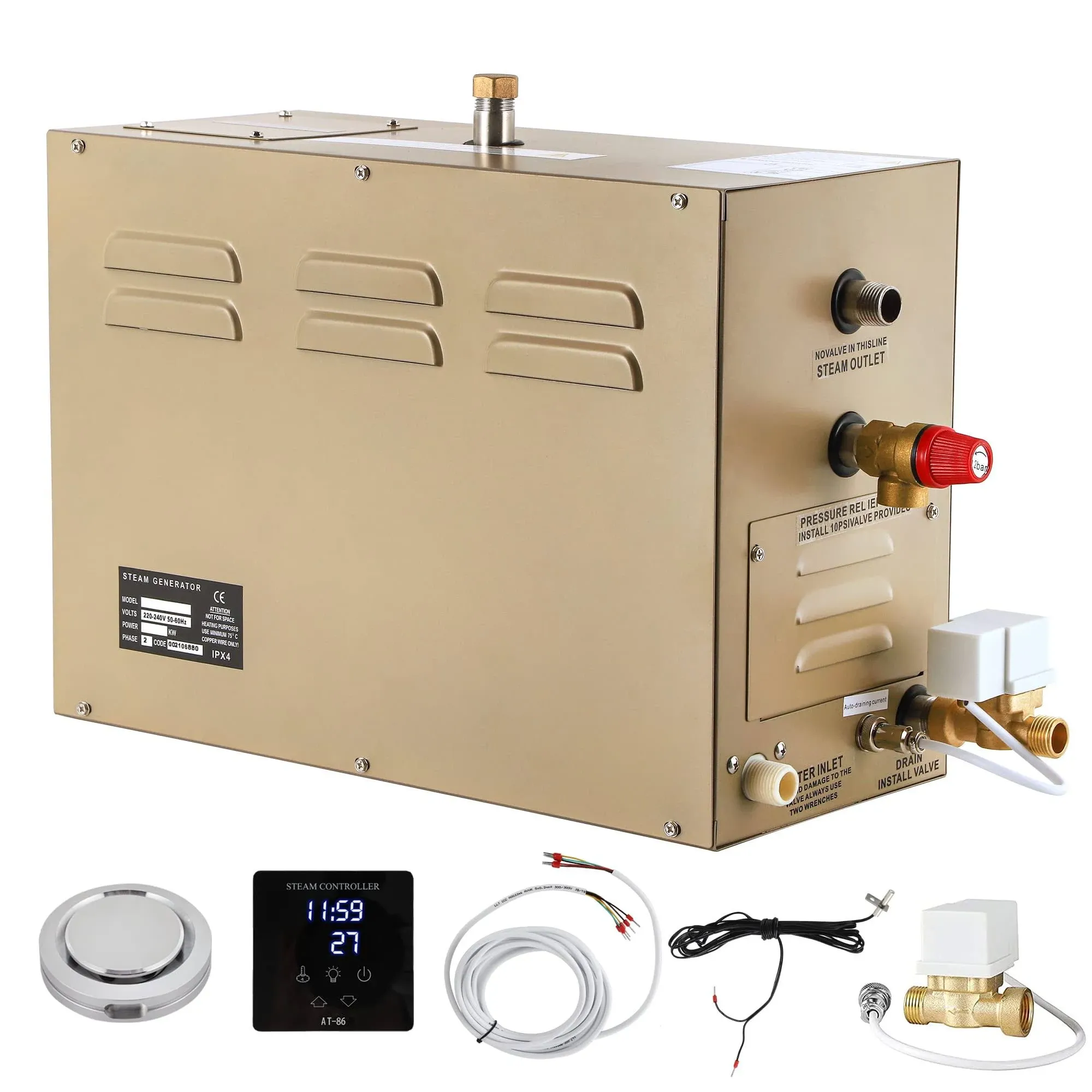 CGOLDENWALL 6kW Commercial Self-Draining Steam Generator Shower System