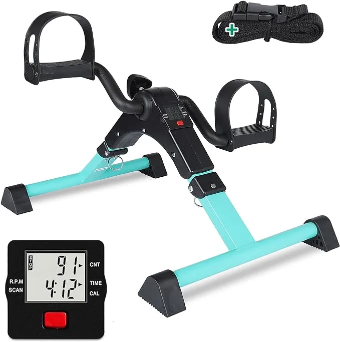 Folding Pedal Exerciser Under Desk Exercise Bike Arm/Leg Trainer LCD Display