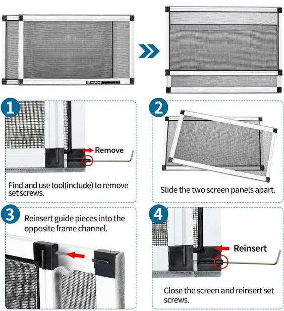 Yoochee Expandable Window Screen, 2 Pack Adjustable Window Screen(18" H x 25 ...