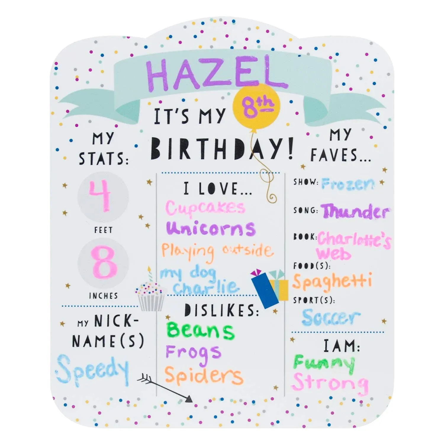 12" x 10" Confetti Birthday Sign / Milestone Whiteboard Style Photo Prop ...