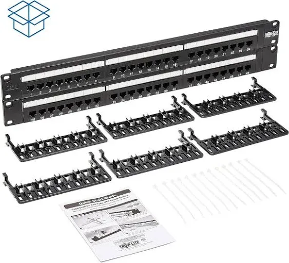 Tripp Lite 48-Port 2U Rackmount Cat6 110 Patch Panel 568B, RJ45 Ethernet(N252-048) , Black