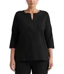 Lauren Ralph Lauren Women's Plus Size Split-Neck Tunic