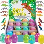 16 Pack Dinosaur Bath Bombs for Kids with Surprise Inside, Dino Bath Bombs with Toys Inside for Boys Girls, Organic Kids