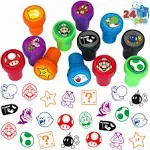 12 Pack Mario Themed Stampers for Kids, Mario Birthday Party Supplies Favors, Classroom Rewards Prizes, Goody Bag Treat Bag Stuff for Mario Birthday Party Gifts