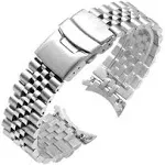 Stainless Steel Curved Ends Tapered 20mm 22mm Metal Watch Band Flexible Watch...