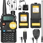 Walkie Talkie UV-5R Pro 8-Watt Dual Band Two Way Radio with Ham Radio Handheld