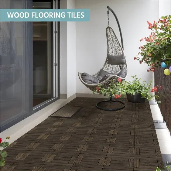 Renwick 12 x 12 Square Wood Flooring Tiles for Deck