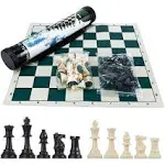 Getorium Tournament Chess Set Portable and Professional Set with Travel Portable Plastic Tube Roll. Plastic Staunton Ch