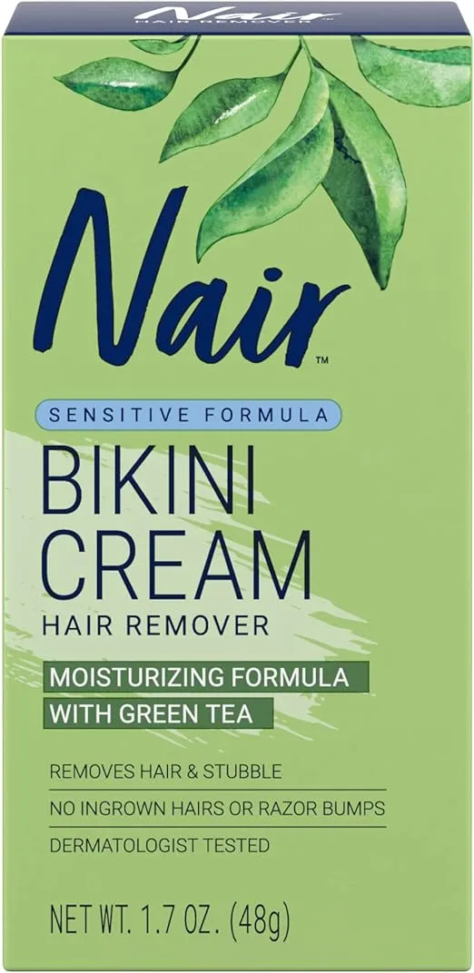 Nair Bikini Cream with Green Tea Sensitive Formula, 1.7 Ounce