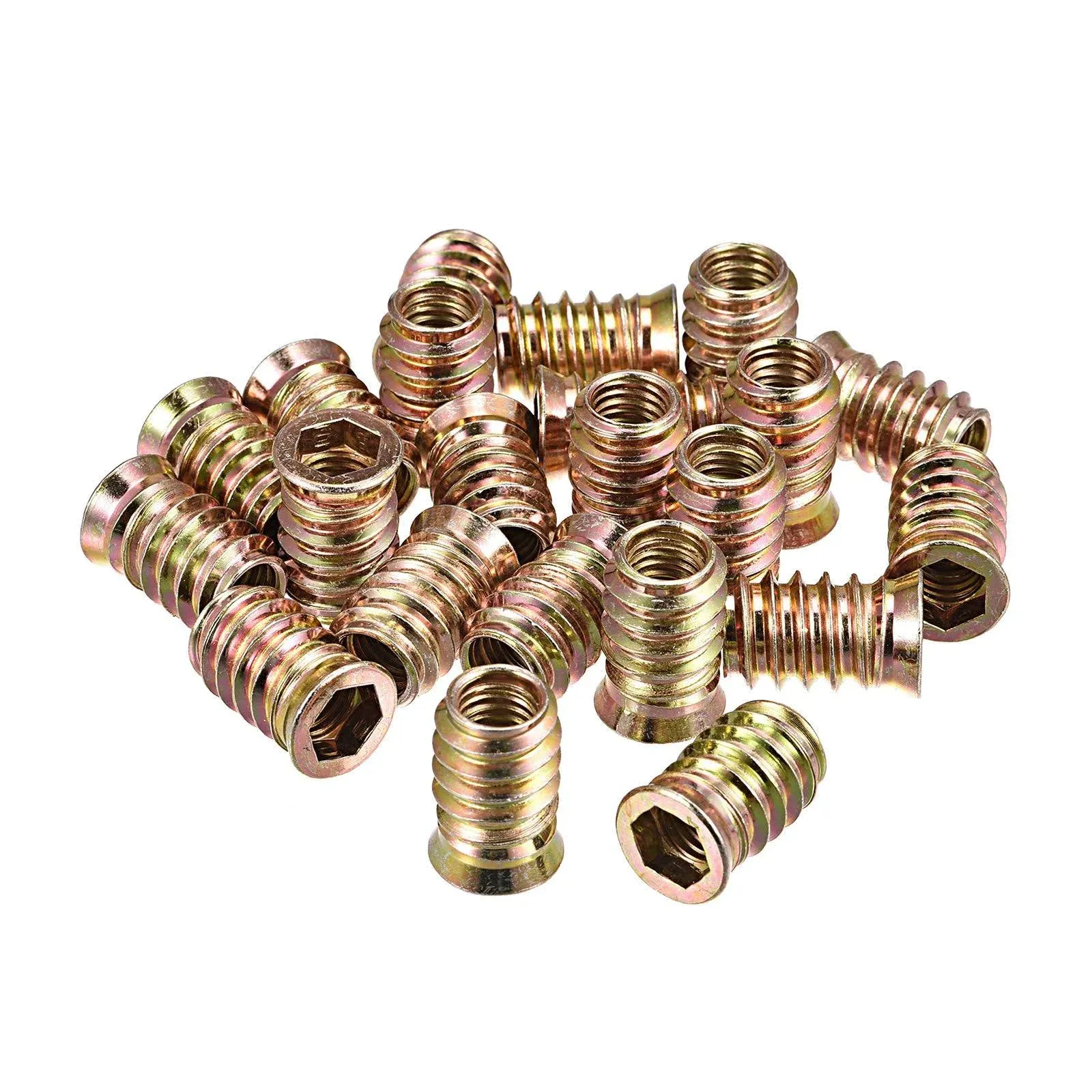 uxcell M10x25mm Threaded Inserts for Wood Hex Socket Drive Furniture Screw-in Nut 24pcs