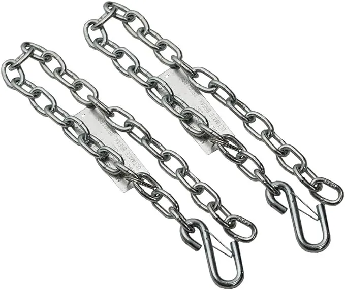 Heavy-Duty 30-inch Steel Trailer Safety Chain with Spring Clip Hook | 2 pack