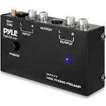 Pyle Output PP777 Phono Turntable Preamp Mini Electronic Audio Stereo Phonograph Preamplifier Input, RCA Output & Low Noise Operation Powered by 12 Volt DC Adapter