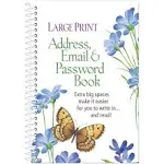 Large Print Address, Email & Password Book- 96 Alphabetized Pages - Easy-to-Read - Spiral Bound