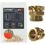 ruthex M3 Threaded Inserts VORON - 100 Pieces RX-M3x5x4 Brass Heat Set Insert for Plastic Parts - Metric knurled Nuts - Insert by Heat into 3D Printing Components