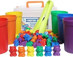 Legato Counting/Sorting Bears; 60 Rainbow Colored Bears, 6 Stacking Cups, Kids ...