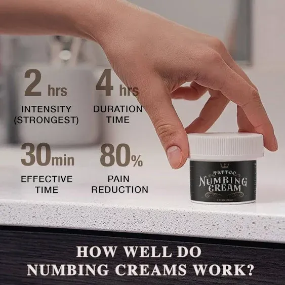 Painless Tattoo Numbing Cream: 6 Hours Maximum Strength Numbing Cream Tattoo, Effective Numbing Cream for Tattoos, Fast Acting Extra Strength