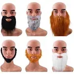 WILLBOND 6 Pieces Fake Beards Mustaches Christmas Halloween Beard Adult Kid