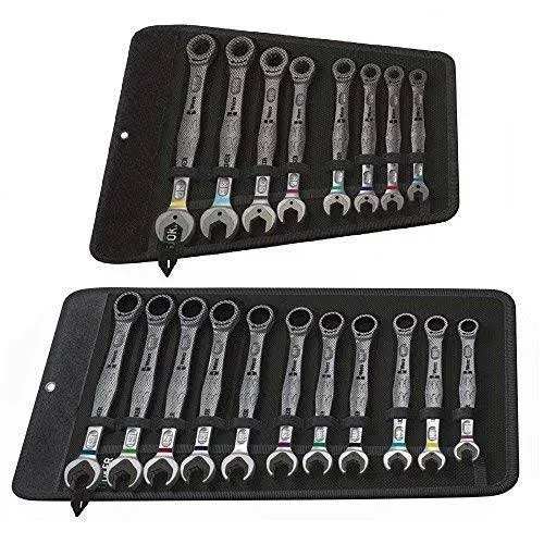 JOKER SAE / Metric Combo Wrench 19PC Set Color Coded w/2 Wrench Rolls