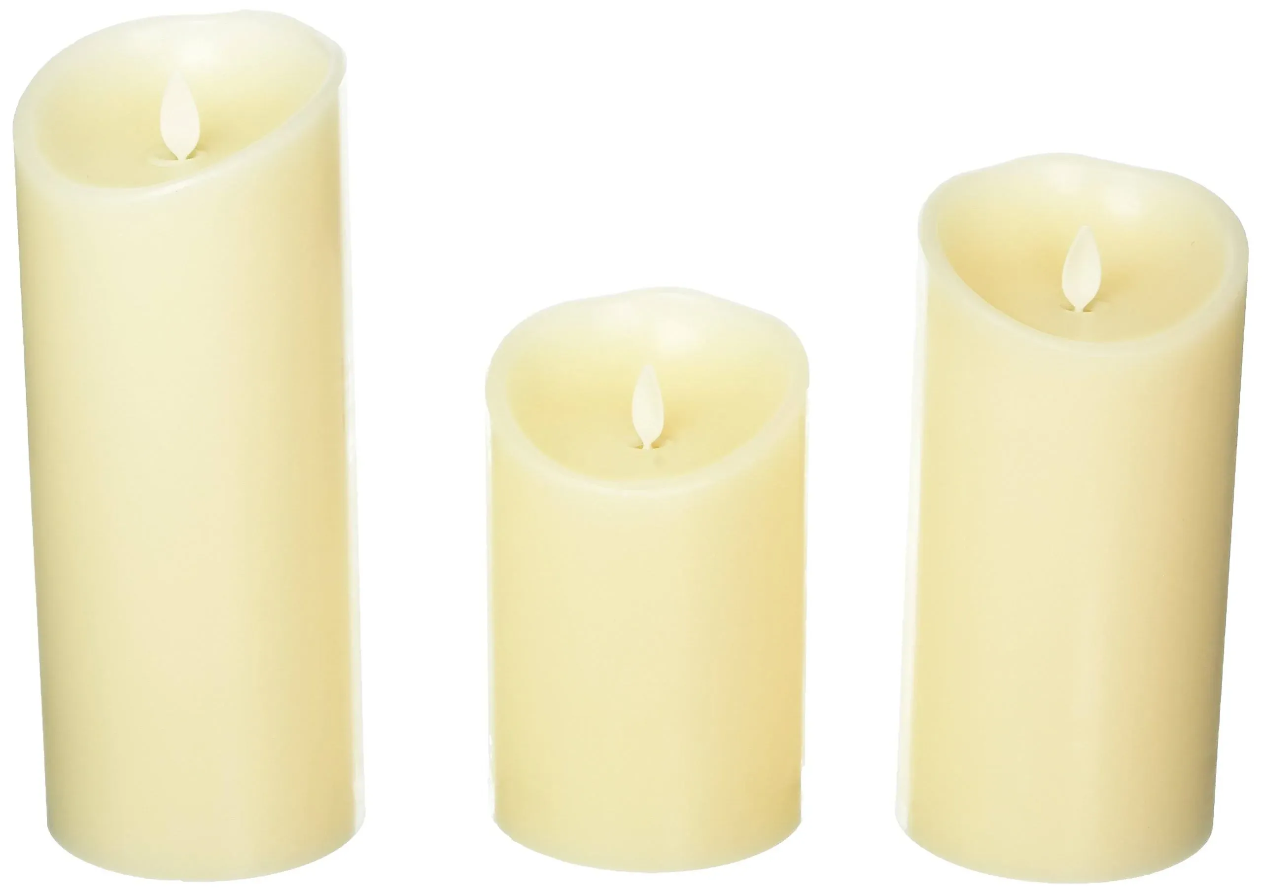 Luminara Flameless Candles Set of 3, (3&#034; x 4&#034;, 3&#034; x 6&#034;, x 8&#034;), Vanilla 