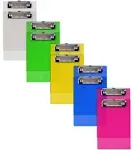 Better Office Products Mini Clipboards (10 Pack), Plastic, Low Profile Clips, Assorted Translucent Colors, Durable, A6 Memo Size, 5.3" x 8"