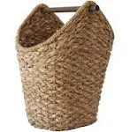 Creative Co-Op Bankuan Braided Oval Toilet Paper Basket with Wood Bar