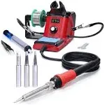 YIHUA 926 III 110W Soldering Iron Station Kit with LED Display, 2 Helping Hands, 3 Extra Iron Tips, 35g Lead-Free Solder, Solder Sucker, S/S Tweezers, °C/°F Conversion, Calibration & Sleep Features