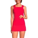 Lands' End Women's Chlorine Resistant Cap Sleeve High Neck Tankini Swimsuit Top