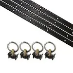 US Cargo Control L Track Tie Down System, Includes (4) USA Made 4-Foot Black Anodized Aluminum L-Track and (4) Black Single Stud O-Ring Fittings, Trailer Tie Down System for Trailers and Truck Beds