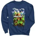 Minecraft Action Scene Boys Navy Long Sleeve Sweatshirt New