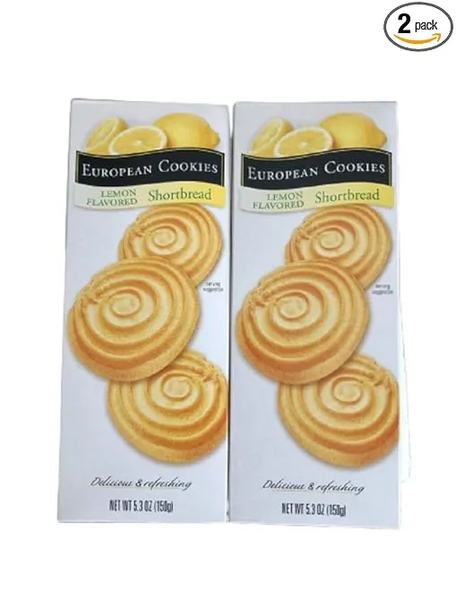 European Cookies Lemon Flavored Shortbread Cookies (Two Boxes)