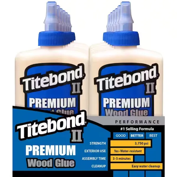 Titebond II Premium Wood Glue 12-Pack Yellow, Interior/Exterior Wood Adhesive (Actual Net Contents: 8-fl oz) | 5003CP