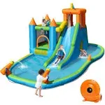 Costway BOUNTECH Inflatable Water Slide Kids Bounce House Splash Water Pool w/ Blower