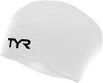 TYR Long Hair Wrinkle Free Silicone Swim Cap, White