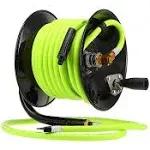 Flexzilla Manual Open Face Air Hose Reel, 3/8 in. x 50 ft., Heavy Duty, Lightweight, Hybrid, ZillaGreen - L8650FZ