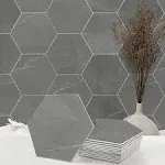 Avant Decor | 30 Tiles | Stone Composite Hexagon Stone Texture | Peel and Stick Kitchen Backsplash Tiles | Stick On Wall Tiles | Easy DIY Installation | 6” x 6.9”