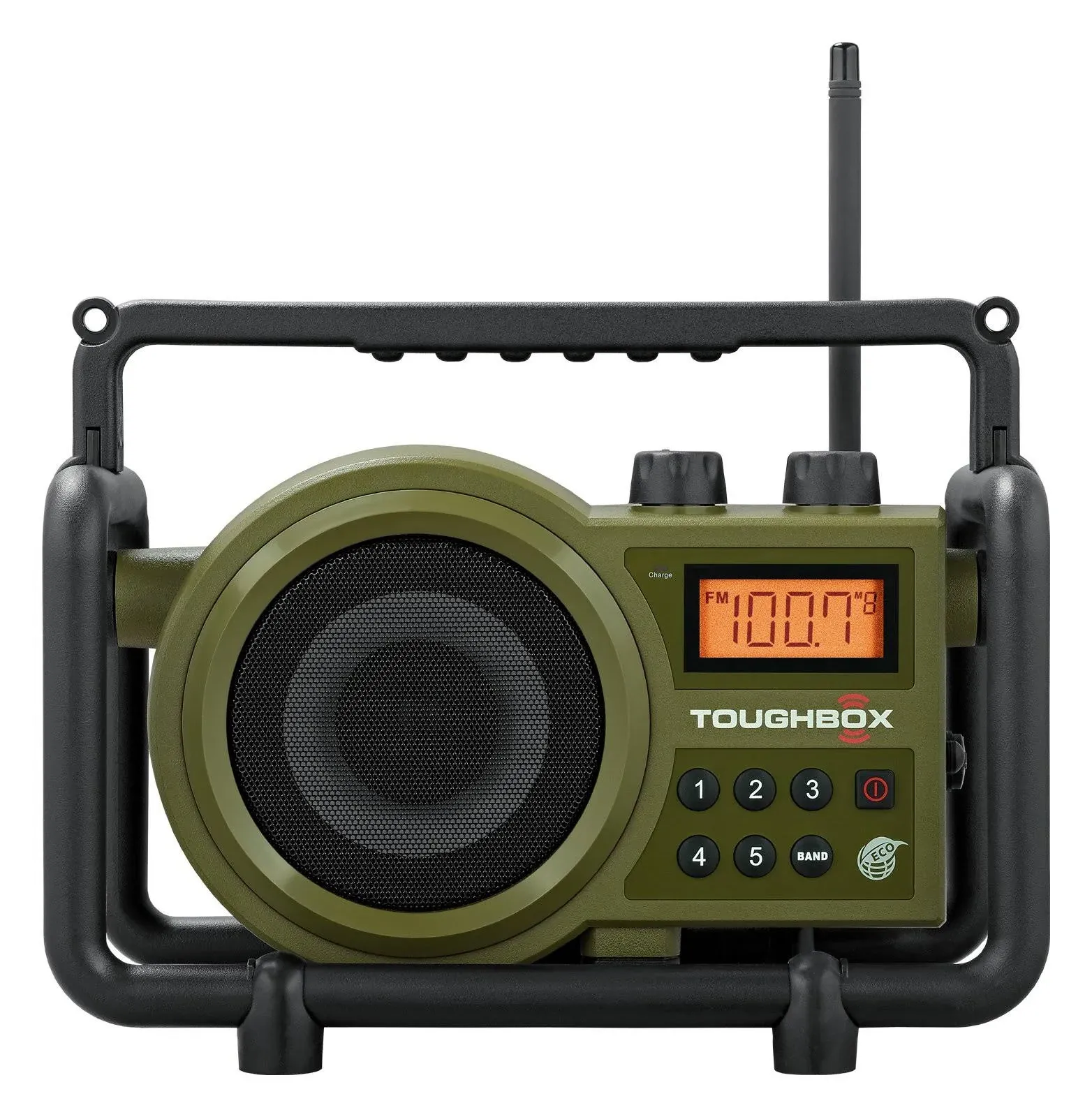 Sangean TB-100 TOUGHBOX FM/AM/Aux Ultra-Rugged Digital Rechargeable Radio,Green