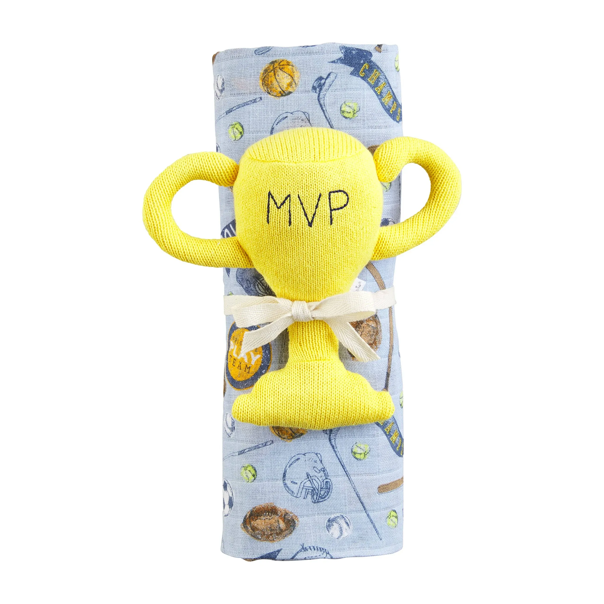 Sports Swaddle &amp; Rattle Set