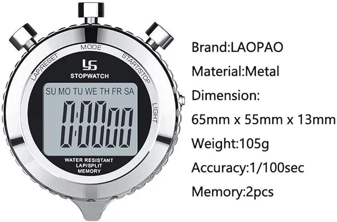 Rainproof Digital Stopwatch for Sports and Timing