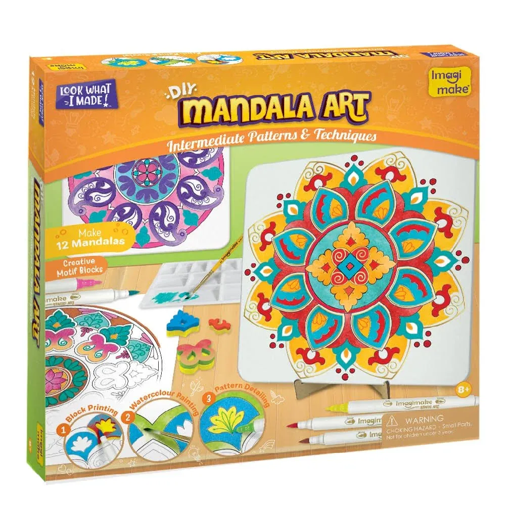 Imagimake Mandala Art Kit | Watercolor Paint Set | 12 Exciting Mandala Projects in Arts and Crafts for Kids Ages 8-12-14-16 | Craft Kits for Adults & Kids | 7 Year Old Girl Birthday Gifts