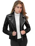 Olivia Miller Womens Faux Leather Zip Up Moto Biker Jacket