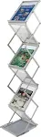 Displays2go 5 Pocket Catalog Rack for Floor with Carrying Case, Adjust to 44.5 inch, 53 inch, and 58.5 inch Tall - Silver (litg7a)