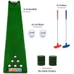 PutterBall Golf Pong Game Set The Original - Includes 2 Putters, 2 Golf Balls, Green Putting Pong Golf Mat & Golf Hole Covers - Best Backyard Party Golf Game Set