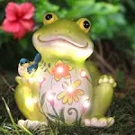 Outdoor Frog Sculptures,Solar Resin Garden Outdoor Statues,Christmas Decorations Frog Gifts Sculptures Decorations for Home Patio,Yard,Lawn, Porch, Ornament