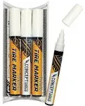 ConceptInks Premium Tire Marker Pens, White Waterproof Paint Markers for Car Tire Lettering, Made in Japan (3 Pack-White)