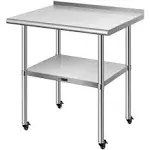 VIVOHOME 24 x 36 Inch Stainless Steel Work Table with Backsplash, Prep Commercial Table with Wheels for Restaurant, Hotel, Home and Warehouse