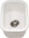 Houzer Platus 13&#034; White Fireclay Undermount Single Bowl Bar Sink PTB-1318 BQ