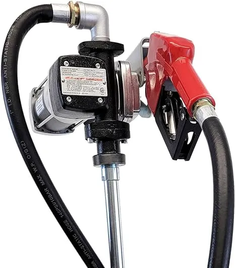 Macnaught Fuel Transfer Pump M3 12V 20 GPM 1" High Flow Fuel Pump, Auto Shut-Off, Nozzle, Discharge Hose, Expandable to 36" Length, CSA Certified for Gasoline, Diesel, Kerosene, Mineral Spirits