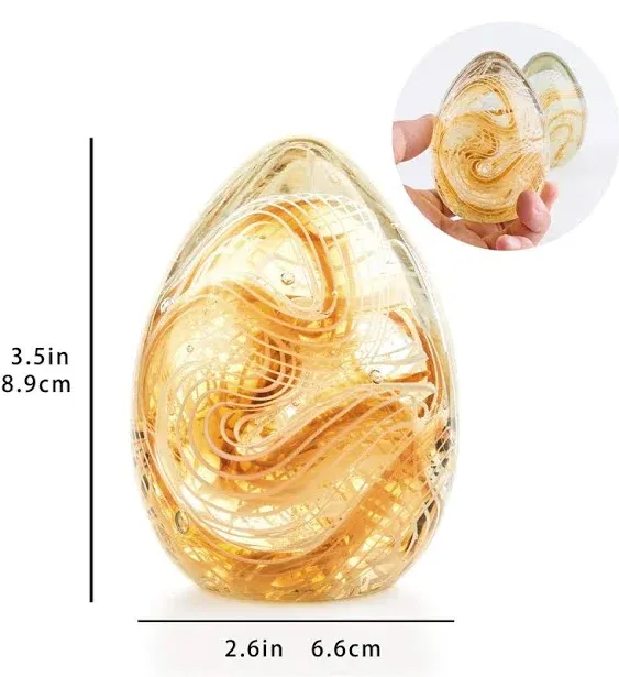 QFkris Crystal Blessings Paperweight Easter Eggs Blown Glass Art Figurine Collectibles Desk Decor (Yellow)