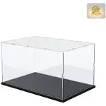 Thickened Clear Acrylic Display Case for Lego 76439 75387 75353 Collectibles, Transparent Football display Box Dustproof Protection with Wood-Plastic Base & String Light, Black Inside 11.8x7.9x7.9inch