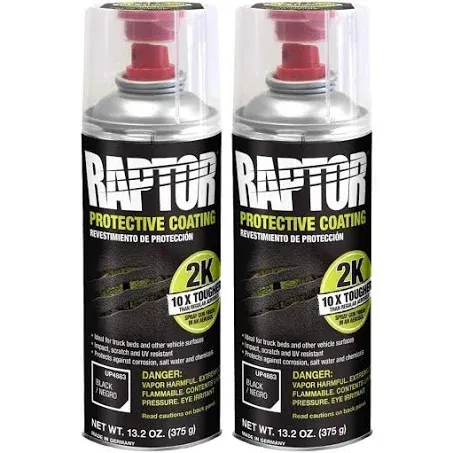 U-POL Raptor 2K Black Spray-On Truck Bedliner Aerosol 13.2 oz (2 Pack)